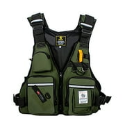 Multi-Pocket Flotability Suit Outdoor Fishing Life Vest, Multiple Vest of Adjustable Vest Vest Safety Jacket for Men and Women-Green